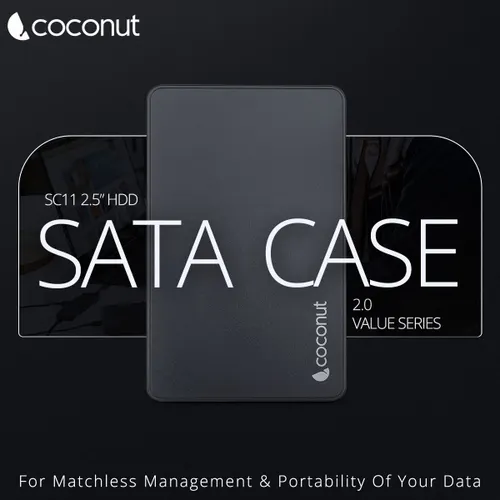 Coconut SC11 2.5 Inch HDD Sata Casing USB 2.0 | Strong Aluminium Encloser Body Sata Case with Soft Edges, Ideal Quality IC & PU Leather Pouch